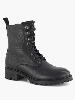 Zwarte Leren Veterboot
