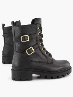 Zwarte Leren Veterboot