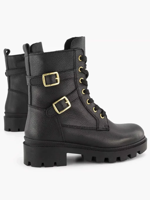 Zwarte Leren Veterboot