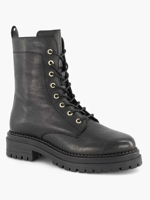 Zwarte Leren Veterboot