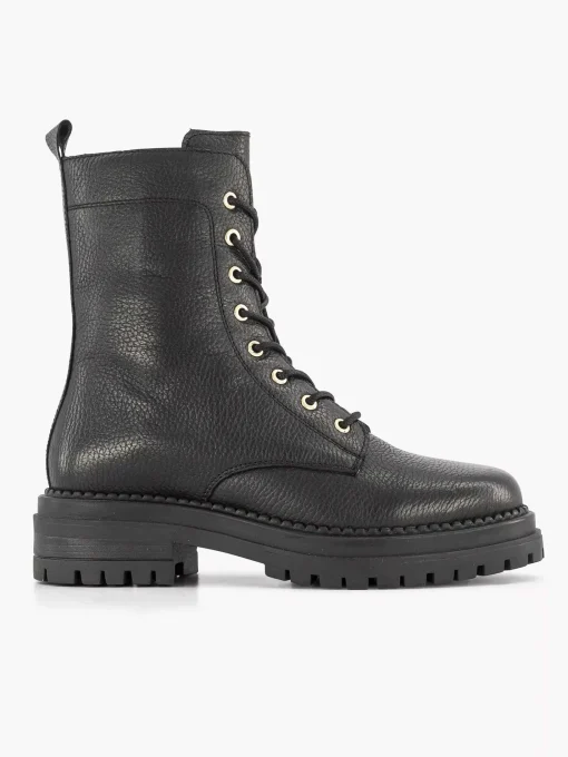 Zwarte Leren Veterboot