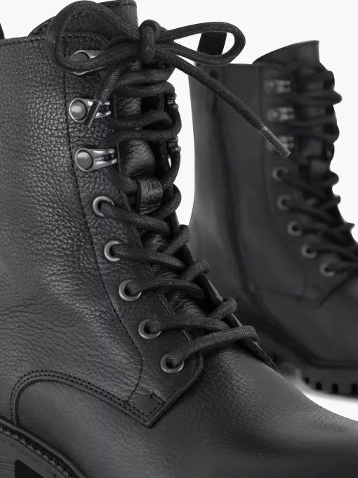 Zwarte Leren Veterboot