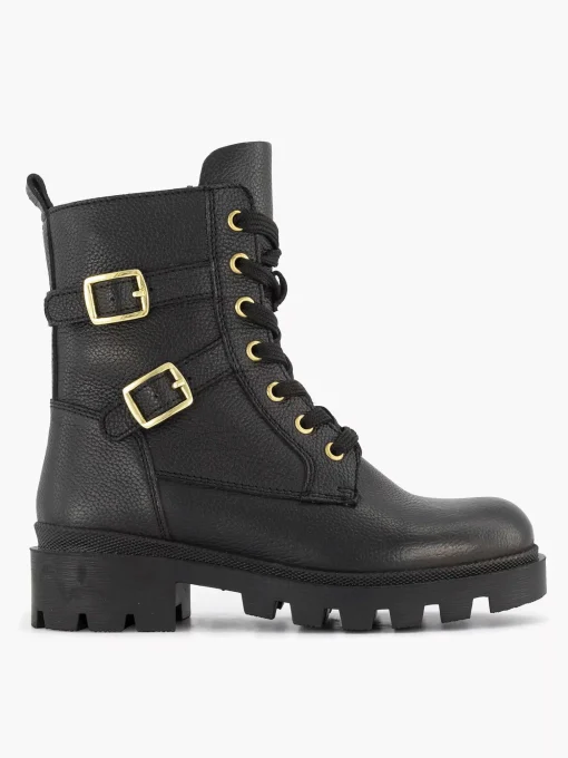 Zwarte Leren Veterboot