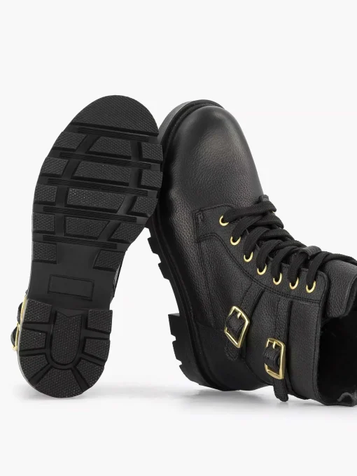 Zwarte Leren Veterboot