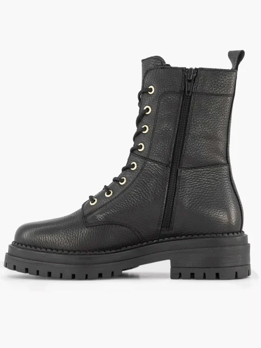 Zwarte Leren Veterboot