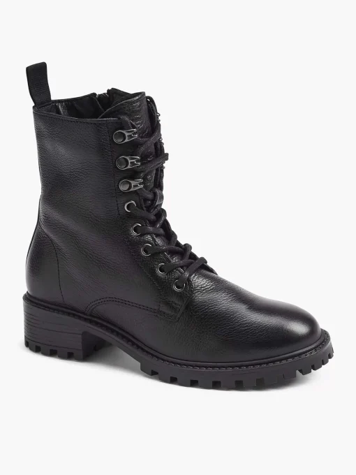 Zwarte Leren Veterboot