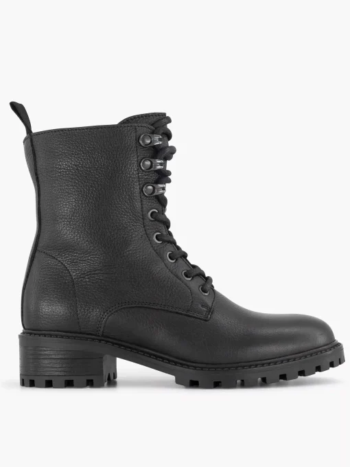 Zwarte Leren Veterboot