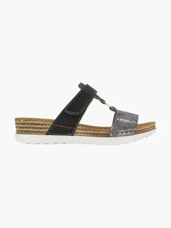 Zwarte Slipper Leren Voetbed