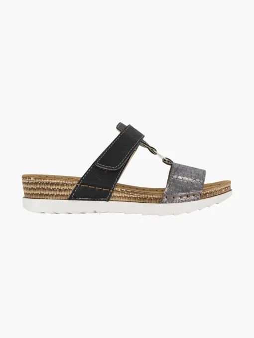 Zwarte Slipper Leren Voetbed