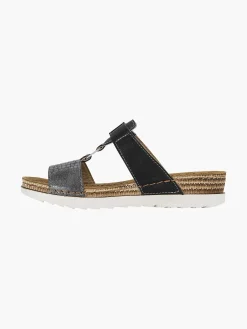 Zwarte Slipper Leren Voetbed