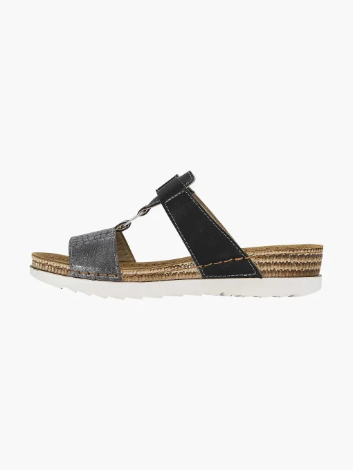 Zwarte Slipper Leren Voetbed